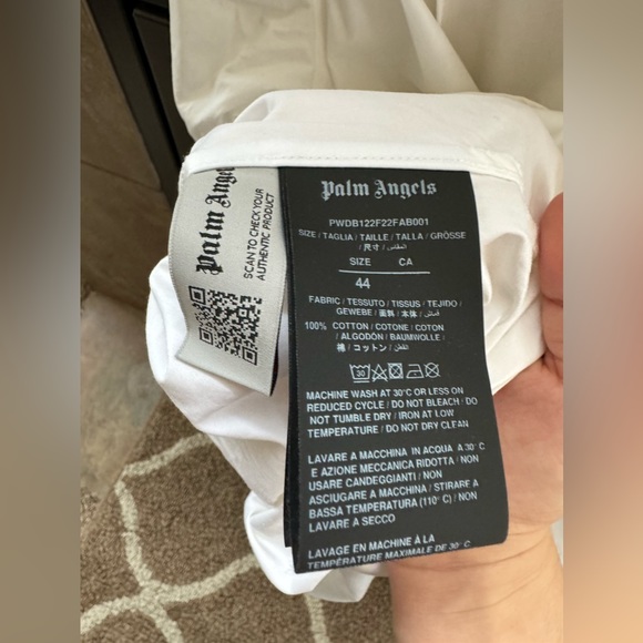 Palm Angels oversized elongated white gemstone back logo button down shirt - Picture 9 of 10